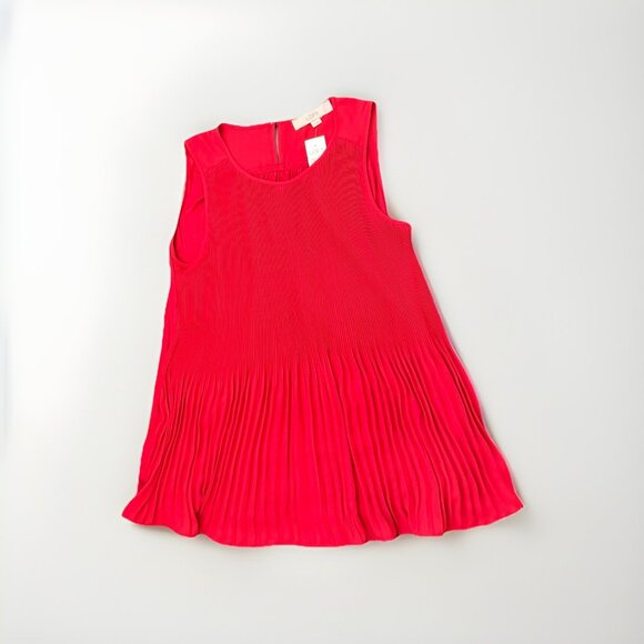 Womens Loft sleevless pleated top in size Small in red Office Business Casual - Picture 1 of 5